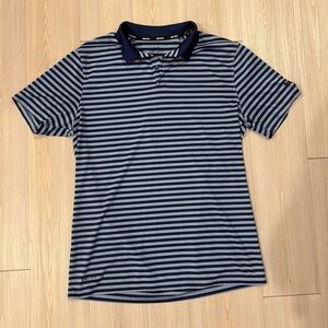 Nike Gold Dri‎ Fit Men’s Polo Blue Striped Size M